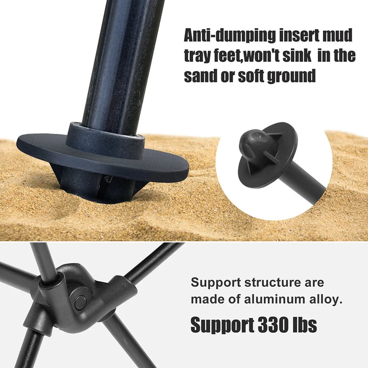 High Back Camping Chair | Breathable Mesh, Compact Fold | Portable for Sand, Travel