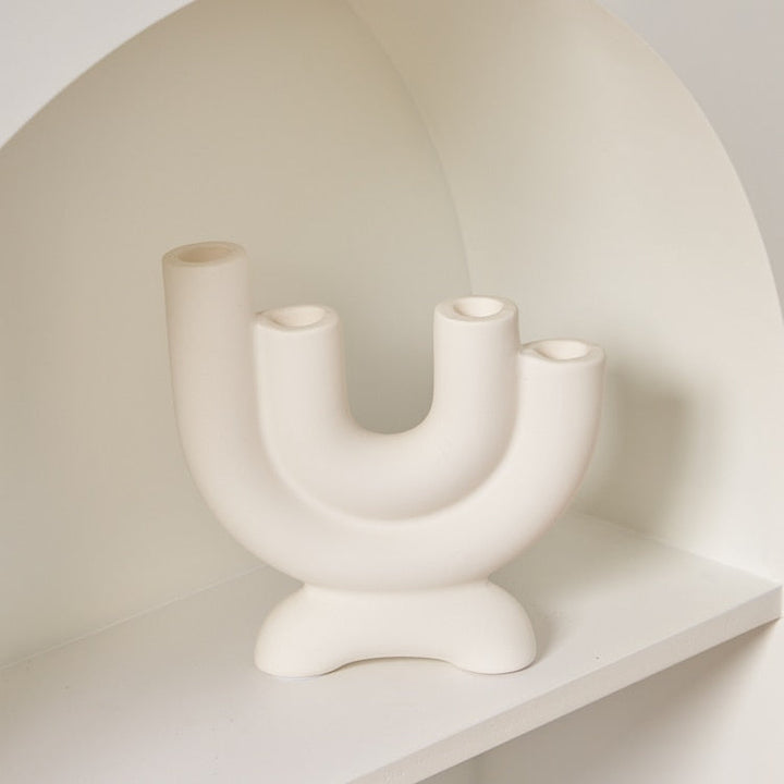 Modern Candle Holder │ Ceramic, Modern Arch Design │ Living Room & Table │ White