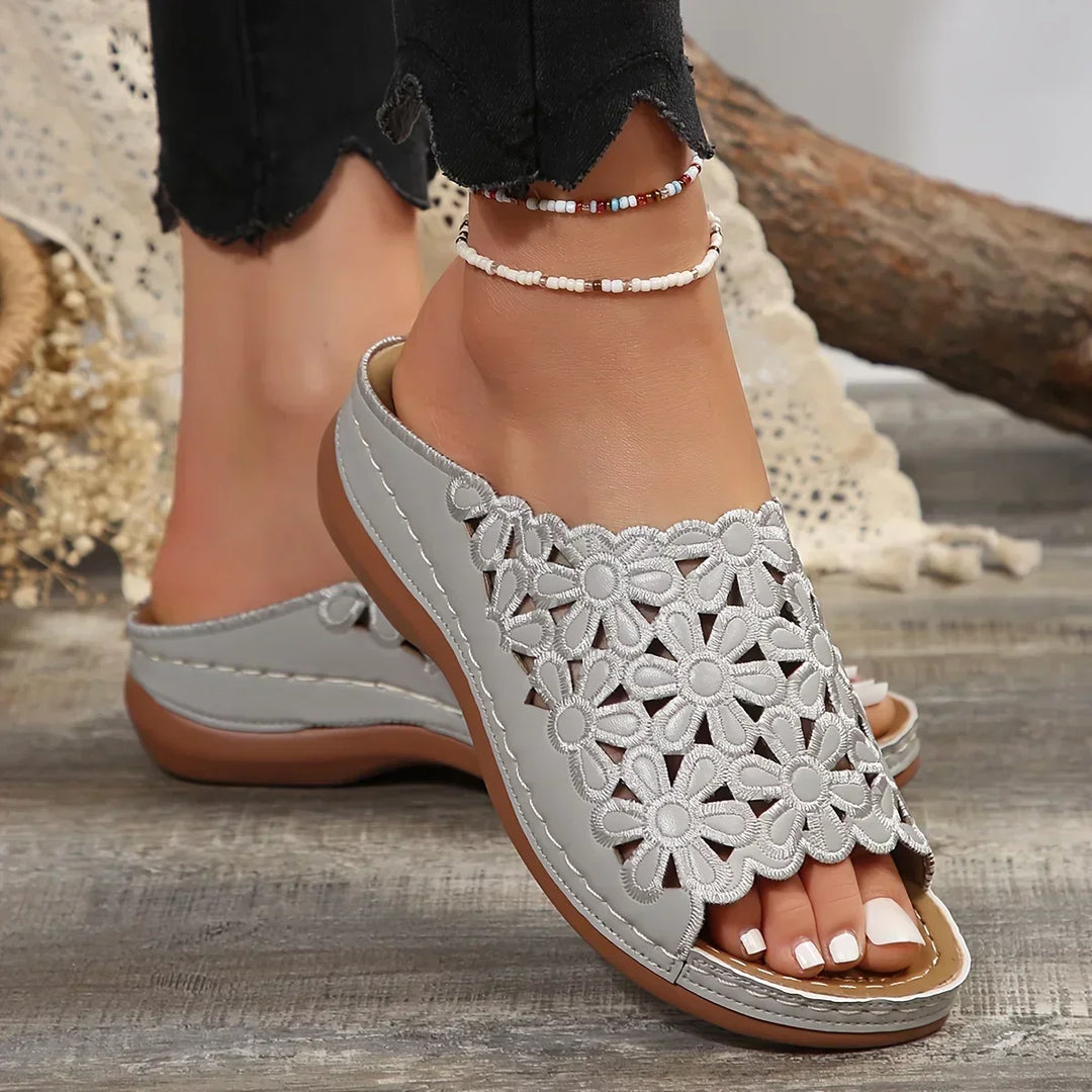 Covernorth Women's Floral Cutout Wedge Sandals