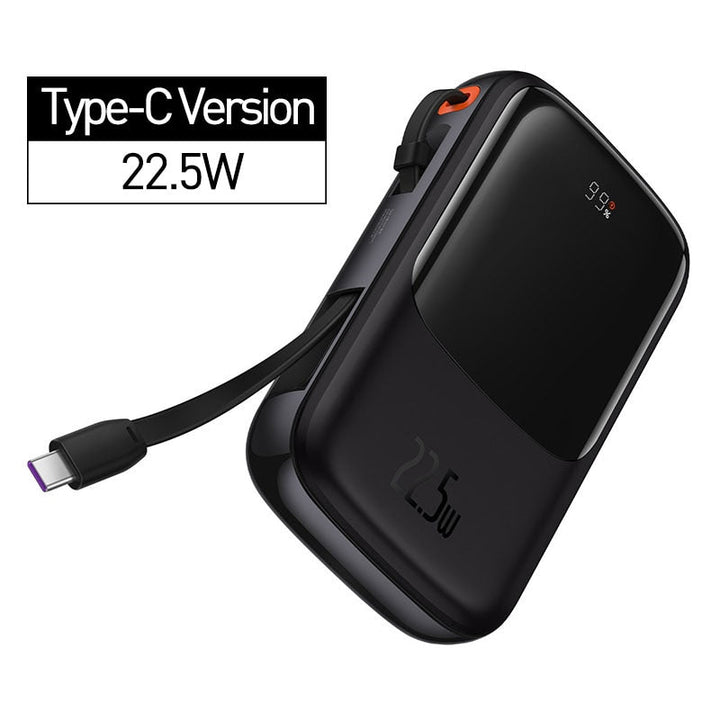 Mini Power Bank with Cable | 10000mAh Fast Charging | Travel & Daily Use