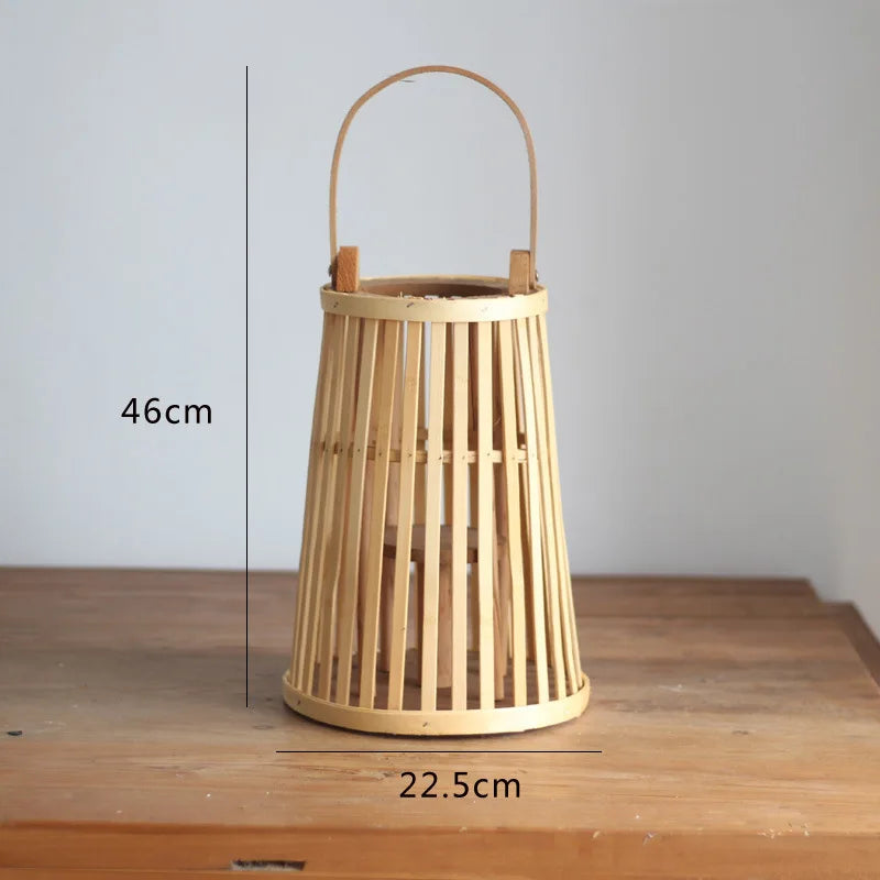 Flameless Bamboo Candle Holder | Safe Warm Glow | Patio & Home Decor