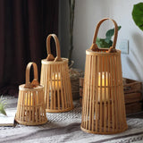 Flameless Bamboo Candle Holder | Safe Warm Glow | Patio & Home Decor