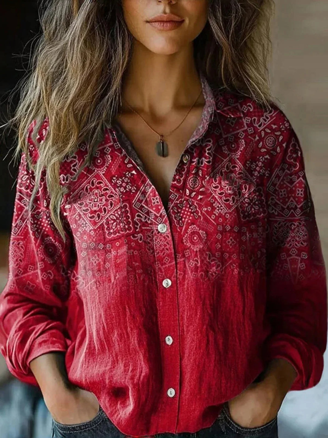 Covernorth Women's Floral Print Button-Down Shirt