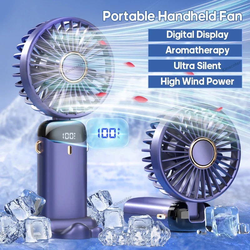 Rechargeable Portable Handheld Cooling Fan with LED Smart Display