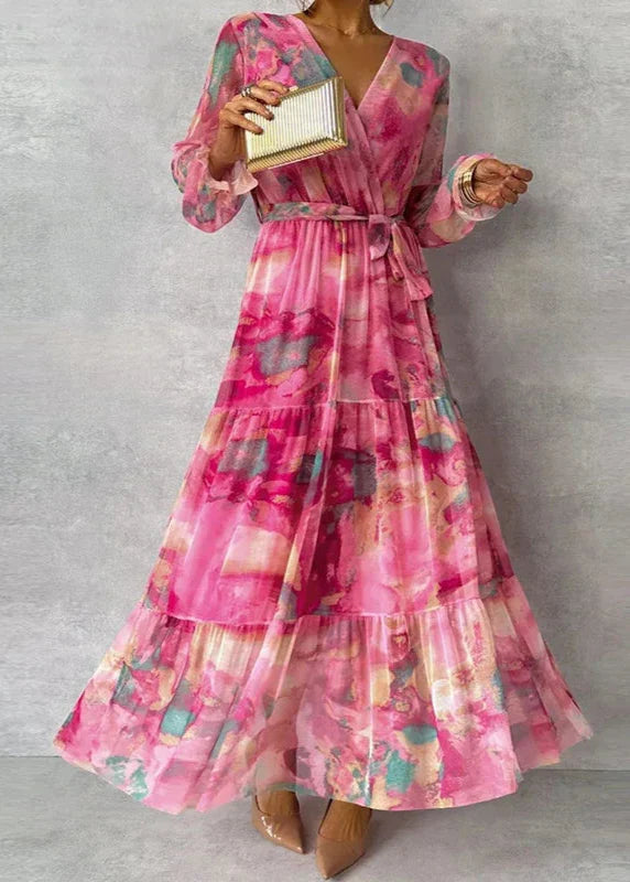 Covernorth Women's Floral Print Chiffon Maxi Wrap Dress
