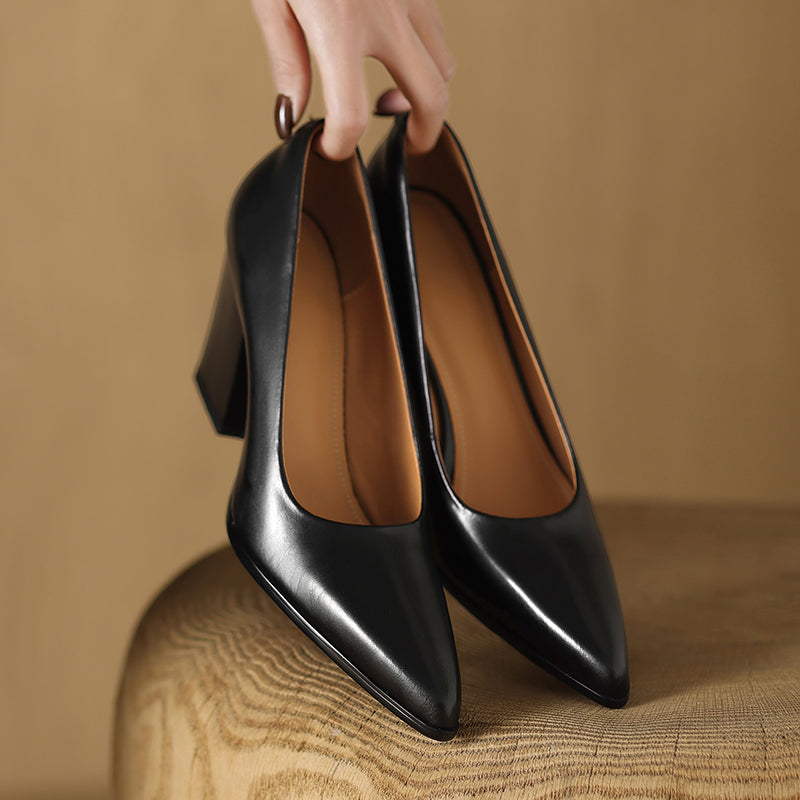 Covernorth Women's Pointed Toe Block Heel Pumps