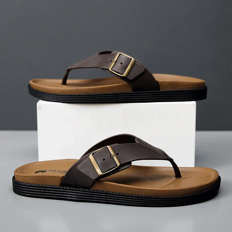 Covernorth Men's Buckle Strap Flip-Flops