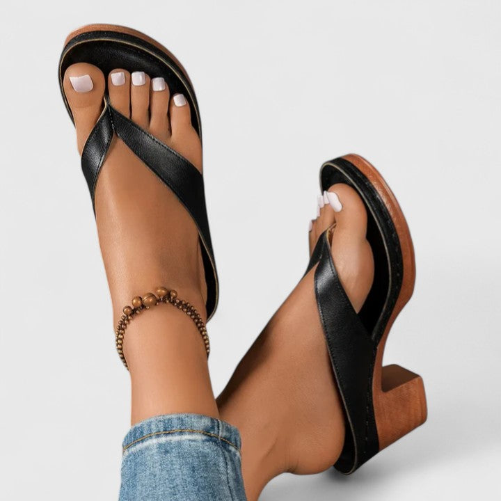 Covernorth Women's Platform Thong Sandal Heeled Mules