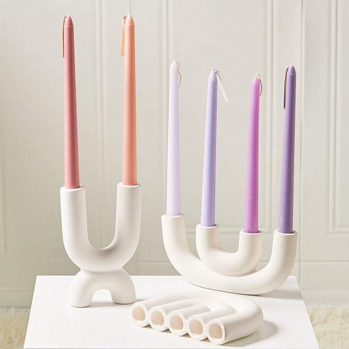 Modern Candle Holder │ Ceramic, Modern Arch Design │ Living Room & Table │ White