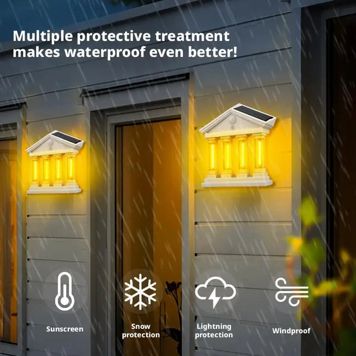 Solar Wall Lamp │ Motion Sensor, Dual Panel │ Patio & Porch │ White