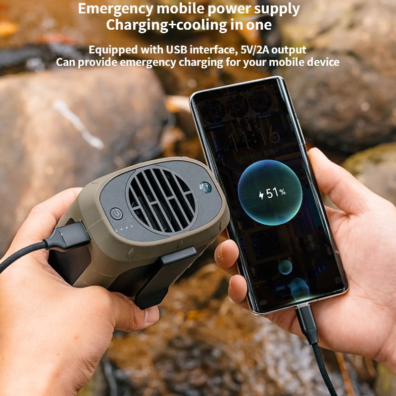 Clip Fan | 8000mAh Power Bank, LED Light | Camping & Hiking