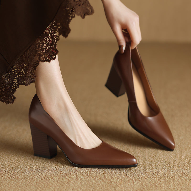 Covernorth Women's Pointed Toe Block Heel Pumps