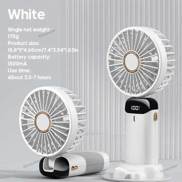 Rechargeable Portable Handheld Cooling Fan with LED Smart Display