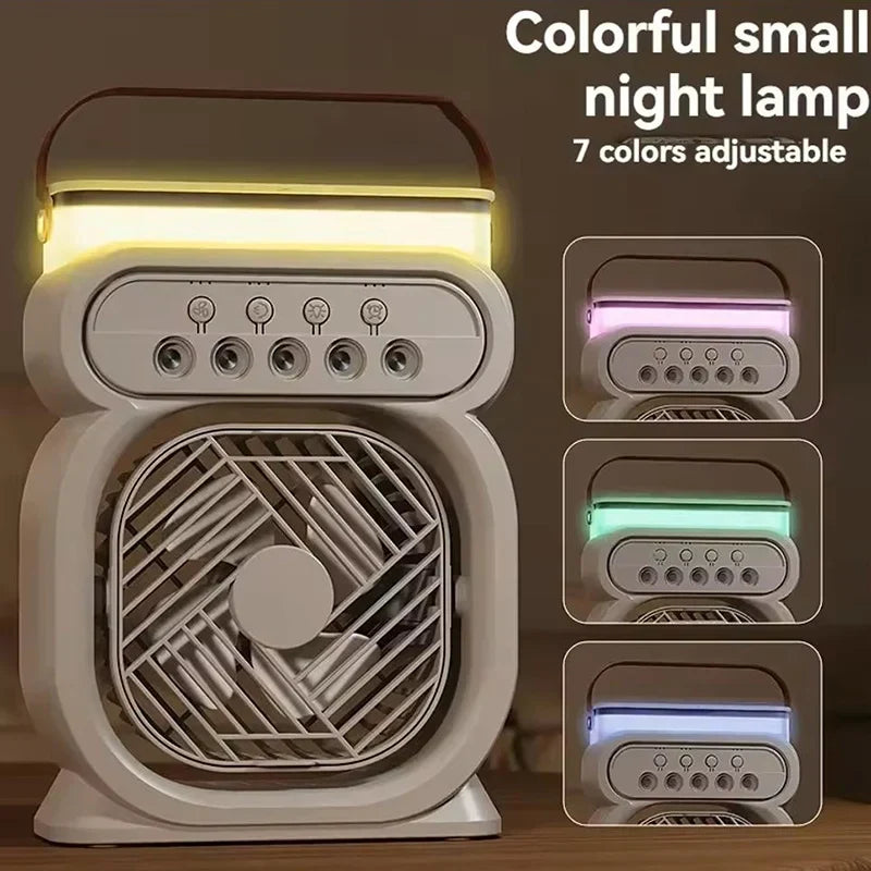 3-in-1 Air Cooler Fan | Mist Humidifier & LED Light | Desk & Travel