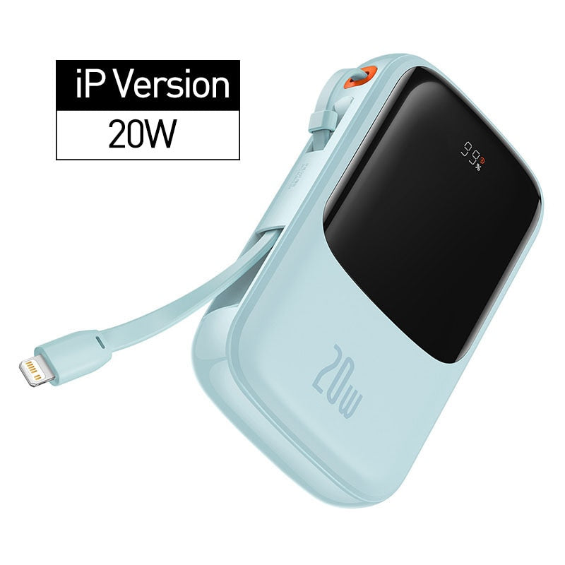 Mini Power Bank with Cable | 10000mAh Fast Charging | Travel & Daily Use
