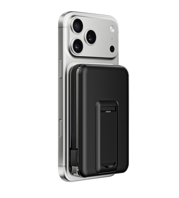 Magnetic Power Bank | Kickstand 10000mAh Fast Power | Travel & Desk | Black