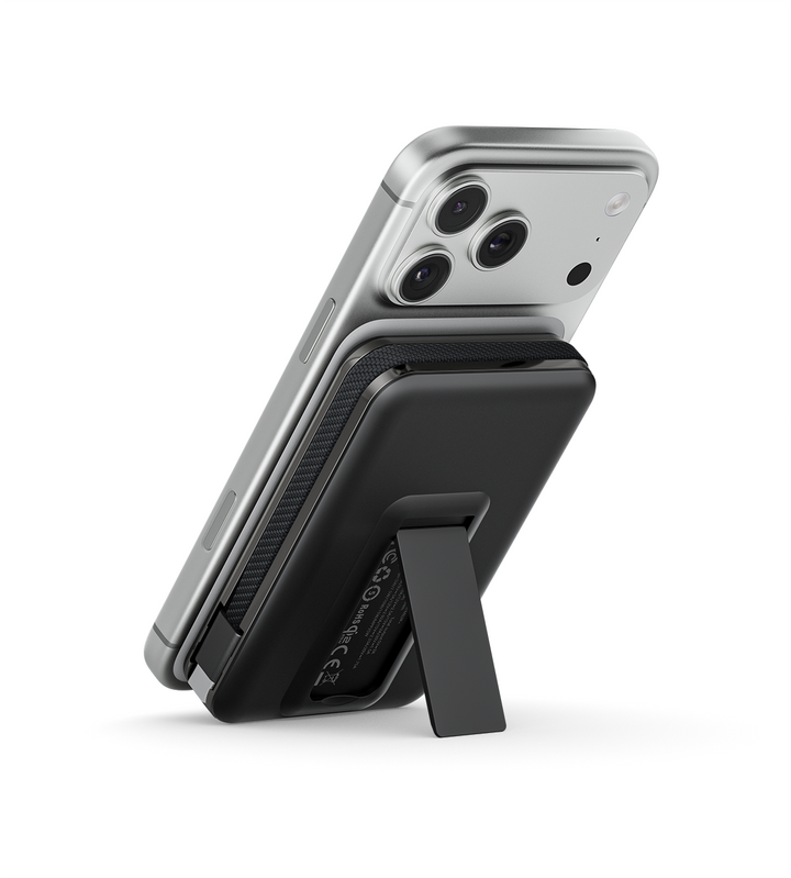 Magnetic Power Bank | Kickstand 10000mAh Fast Power | Travel & Desk | Black