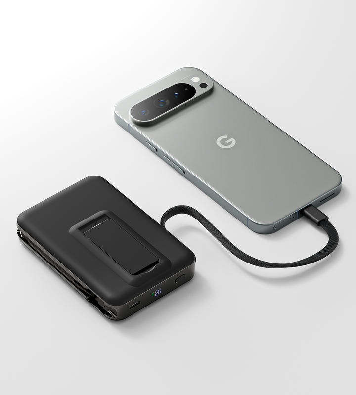 Magnetic Power Bank | Kickstand 10000mAh Fast Power | Travel & Desk | Black