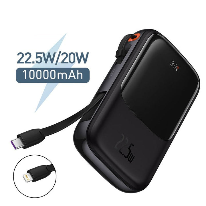 Mini Power Bank with Cable | 10000mAh Fast Charging | Travel & Daily Use