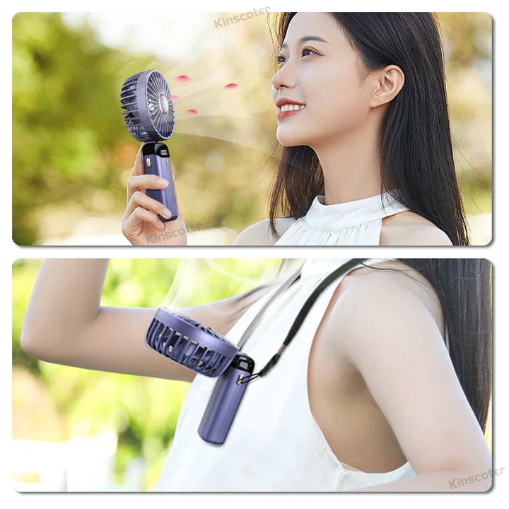 Rechargeable Portable Handheld Cooling Fan with LED Smart Display