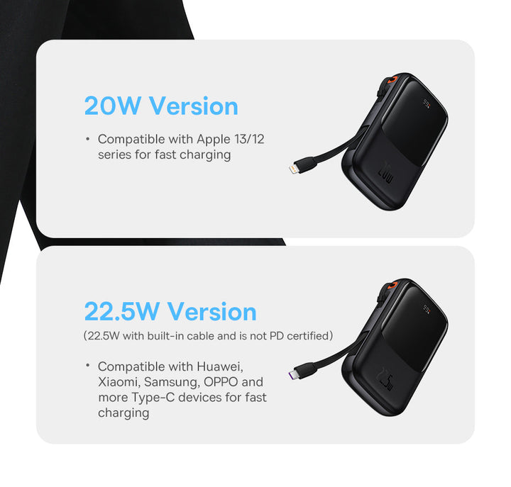 Mini Power Bank with Cable | 10000mAh Fast Charging | Travel & Daily Use