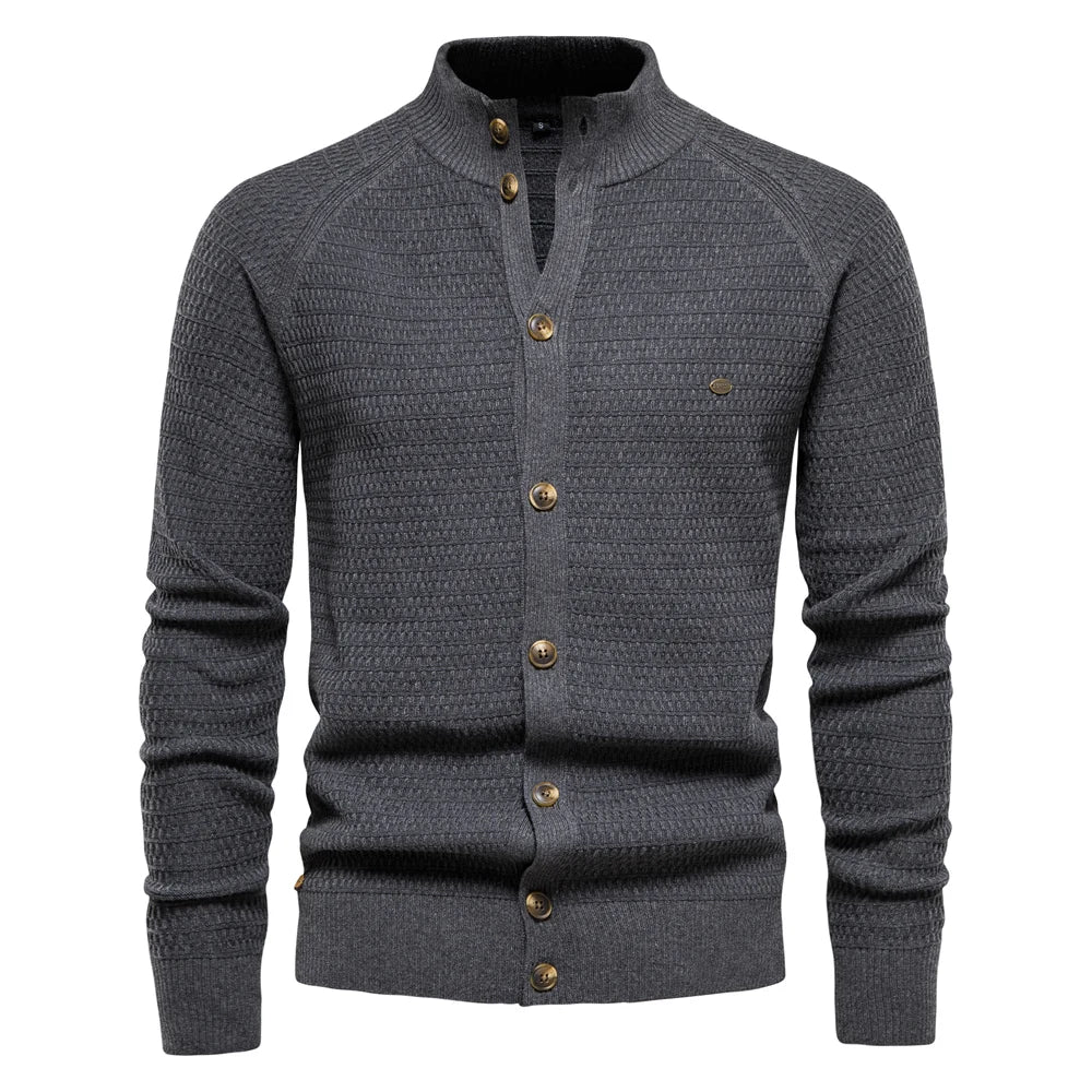 Covernorth Men’s Textured Mock Neck Button-Down Cardigan