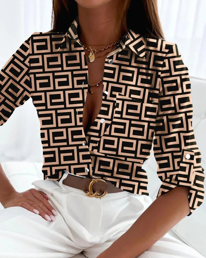 Covernorth Women's Abstract Print Button-Down Shirt
