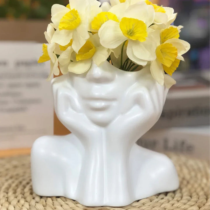 Face Flower Vase | Elegant Art Sculpture Decor | Living Room