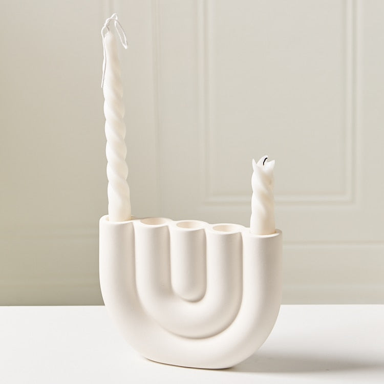 Modern Candle Holder │ Ceramic, Modern Arch Design │ Living Room & Table │ White