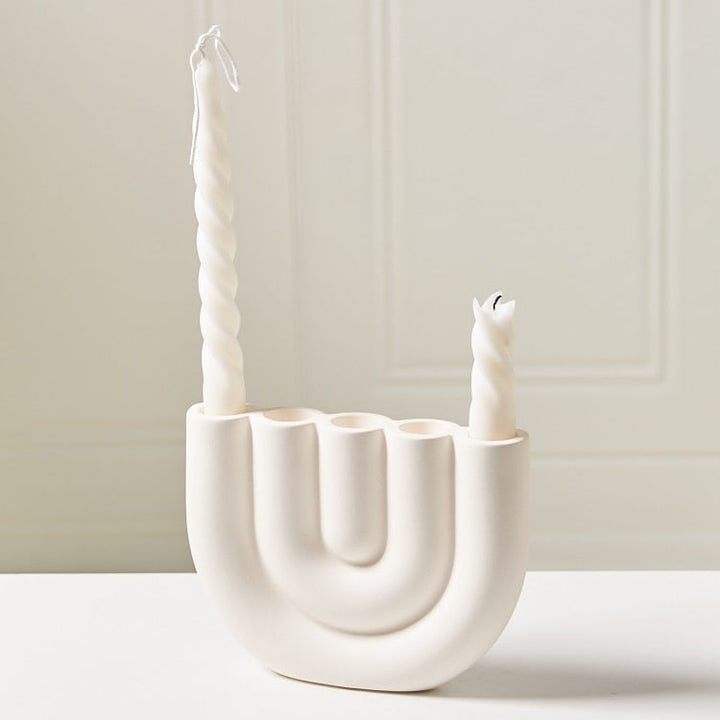 Modern Candle Holder │ Ceramic, Modern Arch Design │ Living Room & Table │ White