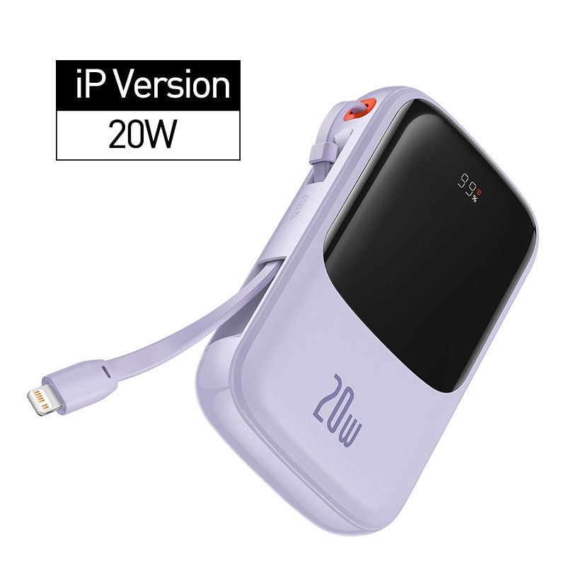Mini Power Bank with Cable | 10000mAh Fast Charging | Travel & Daily Use