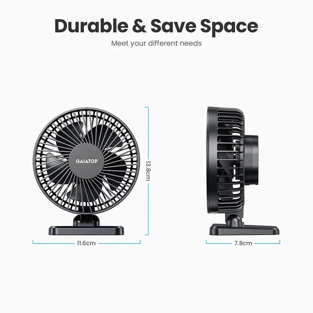 USB Desk Fan │ 3-Speed Quiet Airflow │ Bedside & Office Table