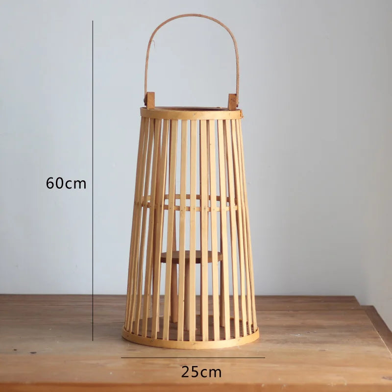 Flameless Bamboo Candle Holder | Safe Warm Glow | Patio & Home Decor