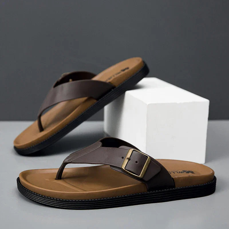 Covernorth Men's Buckle Strap Flip-Flops