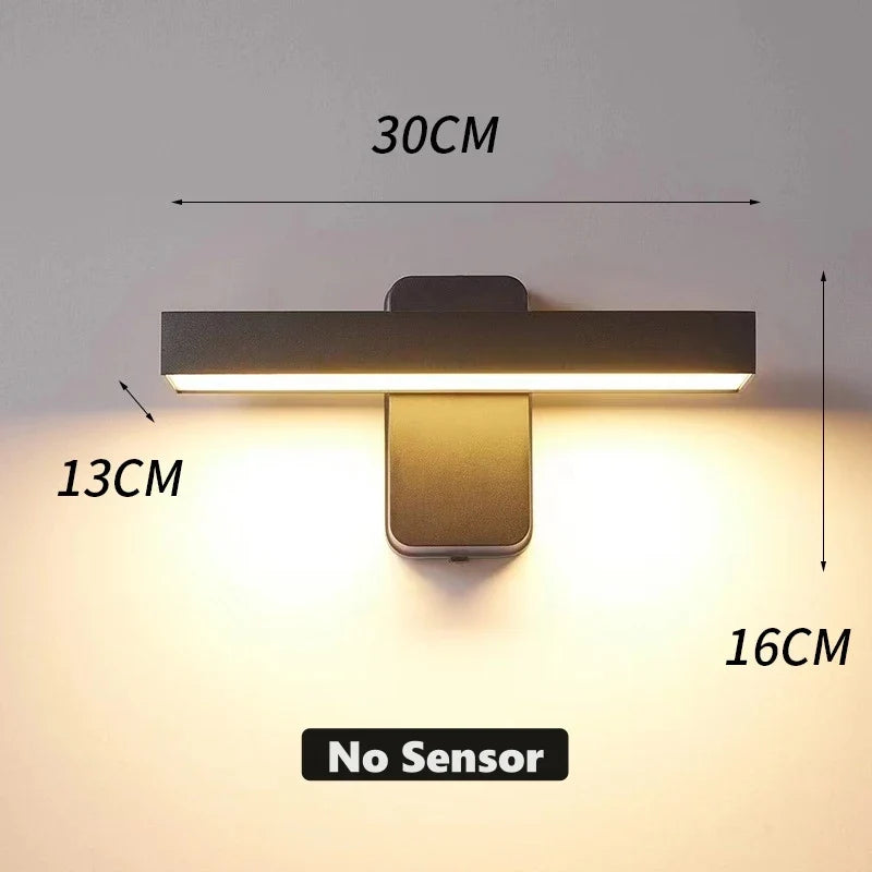 Motion Sensor Wall Light | 350° Rotatable, Safe | Porch & Path | Black
