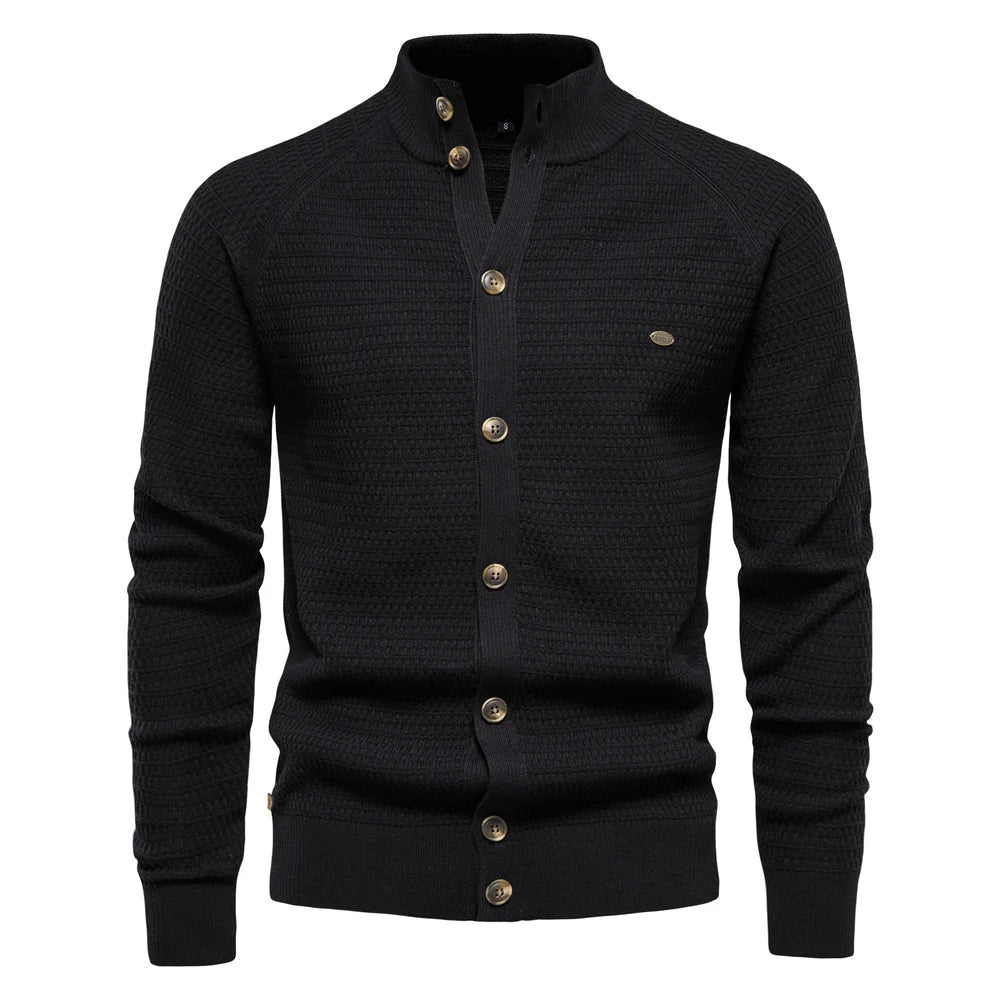 Covernorth Men’s Textured Mock Neck Button-Down Cardigan