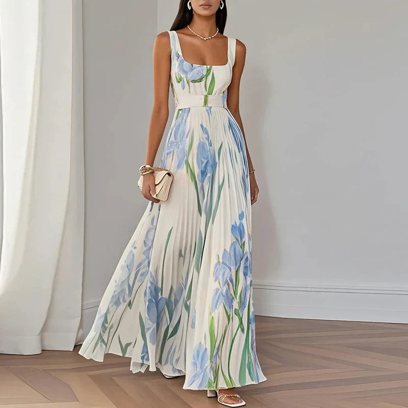 Women’s Floral Print Square Neck Maxi Dress