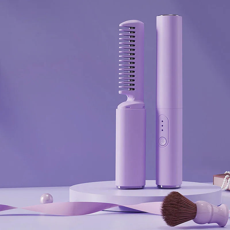 Wireless Hair Styler Comb | Cordless Anti-Burn Design | On-the-Go Styling