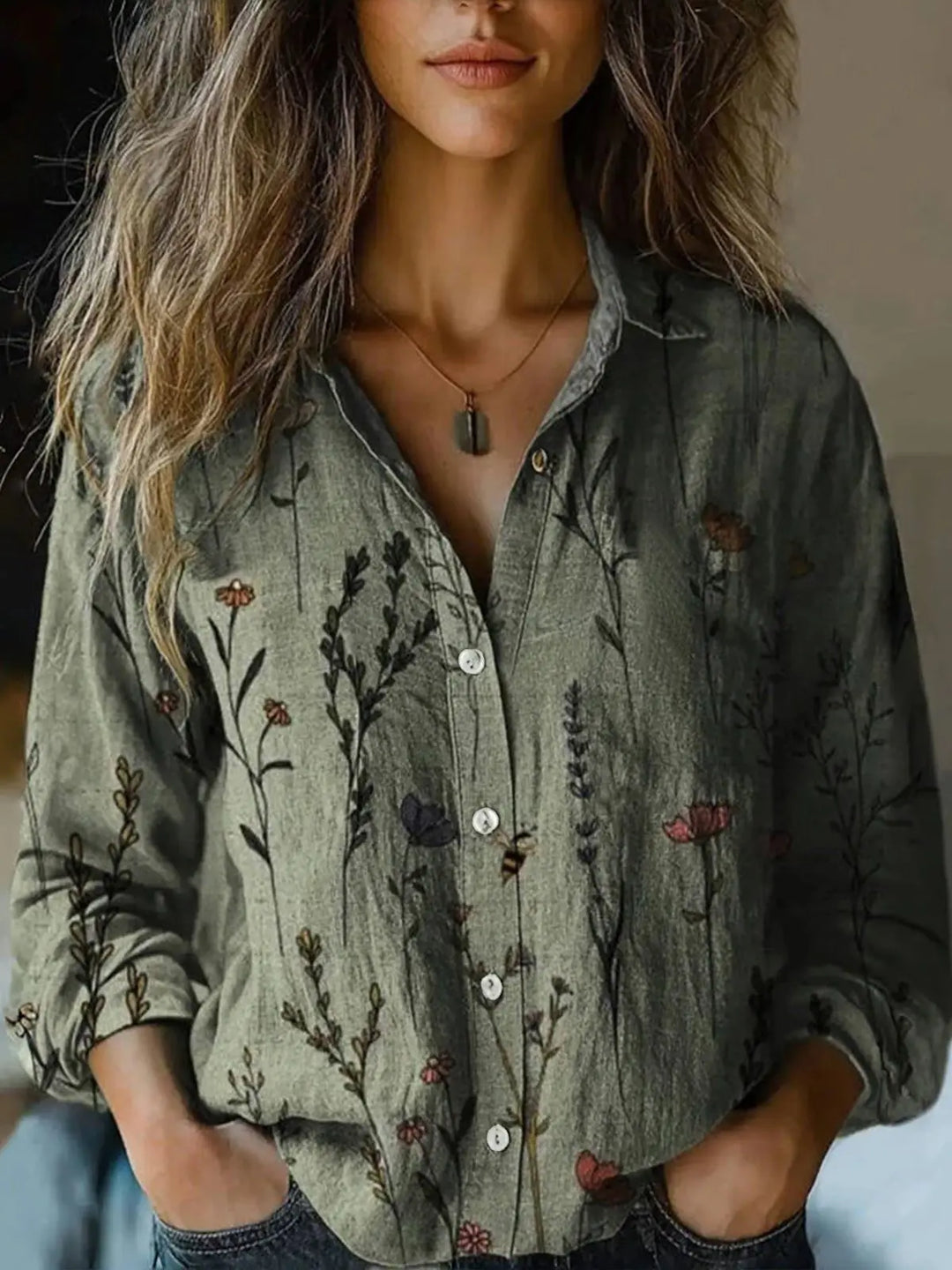 Covernorth Women's Floral Print Button-Down Shirt