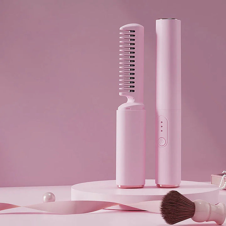 Wireless Hair Styler Comb | Cordless Anti-Burn Design | On-the-Go Styling