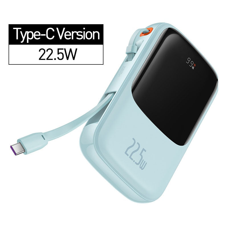 Mini Power Bank with Cable | 10000mAh Fast Charging | Travel & Daily Use
