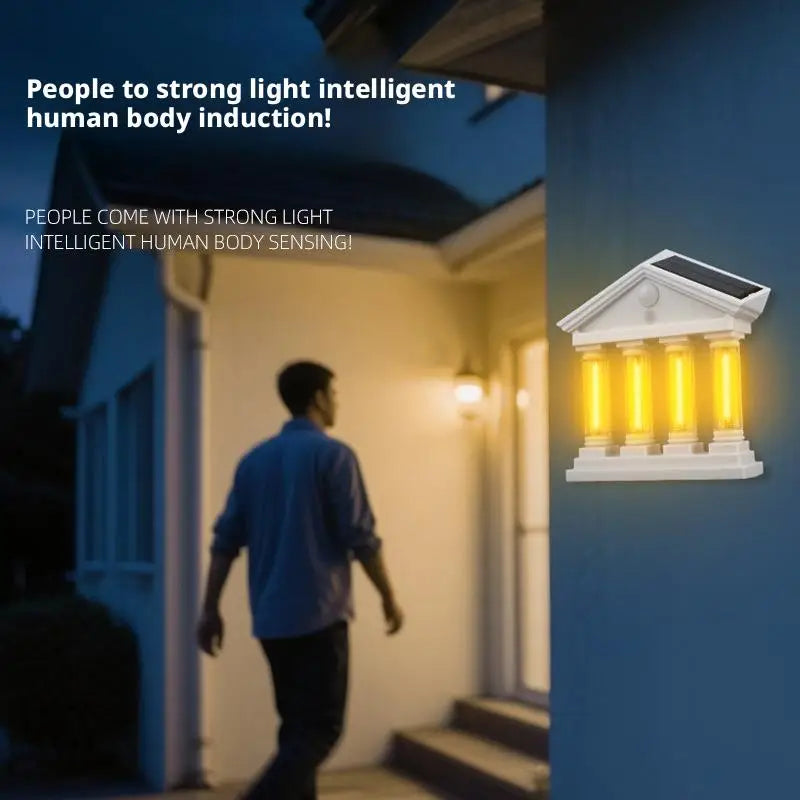 Solar Wall Lamp │ Motion Sensor, Dual Panel │ Patio & Porch │ White