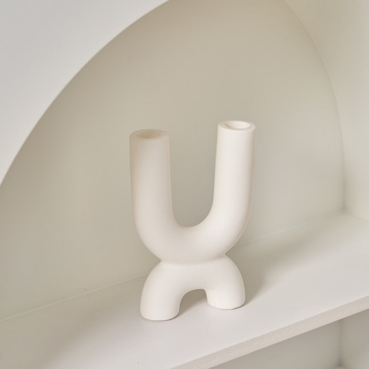 Modern Candle Holder │ Ceramic, Modern Arch Design │ Living Room & Table │ White