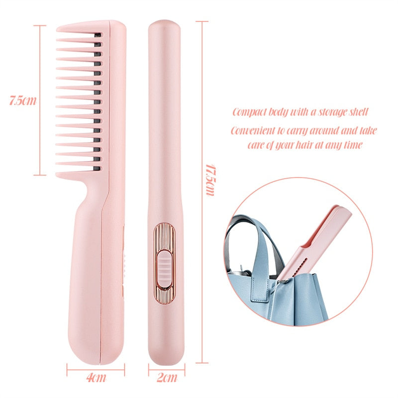 Mini Hair Straightener Brush | Fast Heating Ceramic Styling | Daily Hair Care & Travel