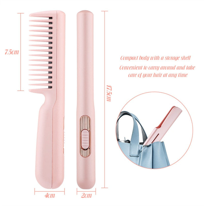 Mini Hair Straightener Brush | Fast Heating Ceramic Styling | Daily Hair Care & Travel