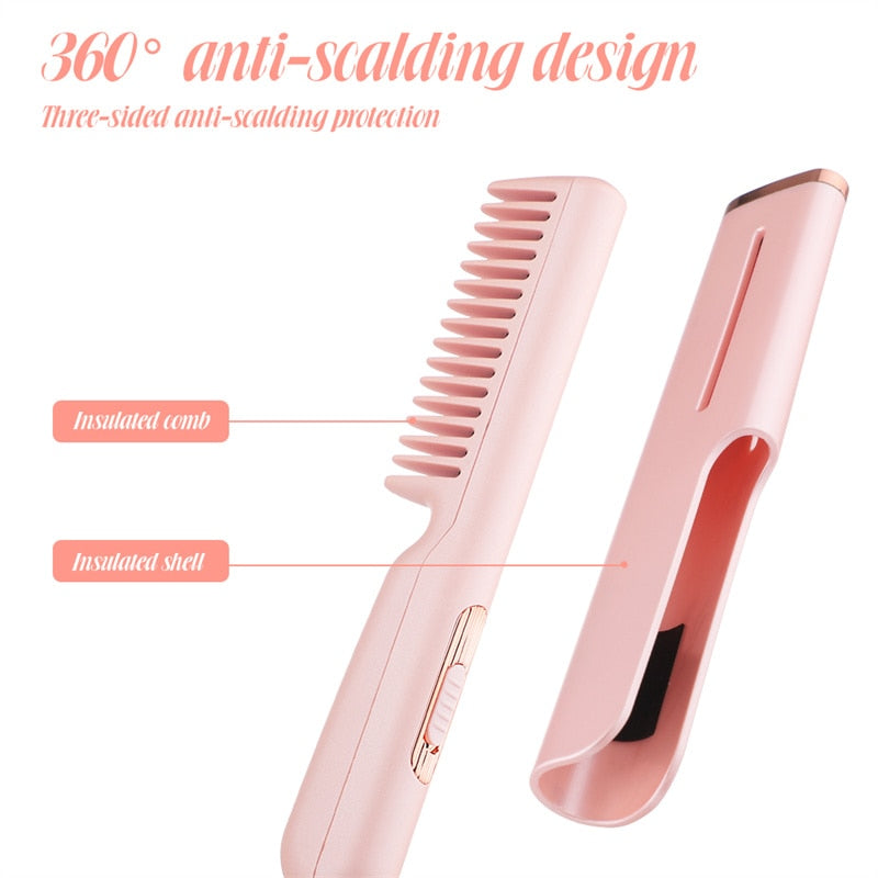 Mini Hair Straightener Brush | Fast Heating Ceramic Styling | Daily Hair Care & Travel