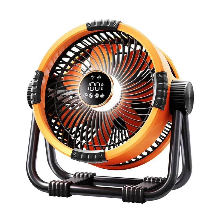Portable Camping Fan with Light | Battery Operated | Tent & Outdoors | Orange