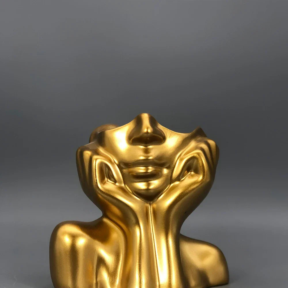 Face Flower Vase | Elegant Art Sculpture Decor | Living Room