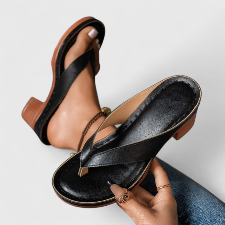 Covernorth Women's Platform Thong Sandal Heeled Mules