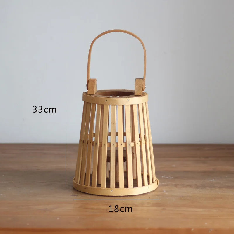 Flameless Bamboo Candle Holder | Safe Warm Glow | Patio & Home Decor